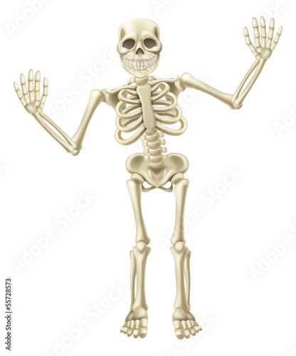 Obraz w ramie Cartoon Waving Skeleton Character