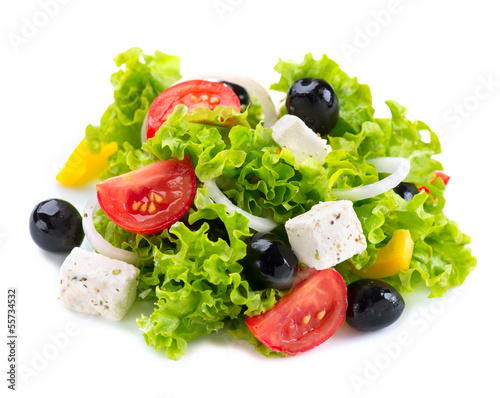 Fotografie, Obraz Greek Salad with Feta Cheese, Tomatoes and Olives