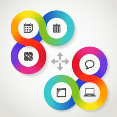 Poster - Color circle web interface template with icons