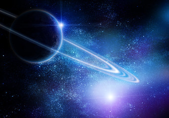realistic saturn in open space