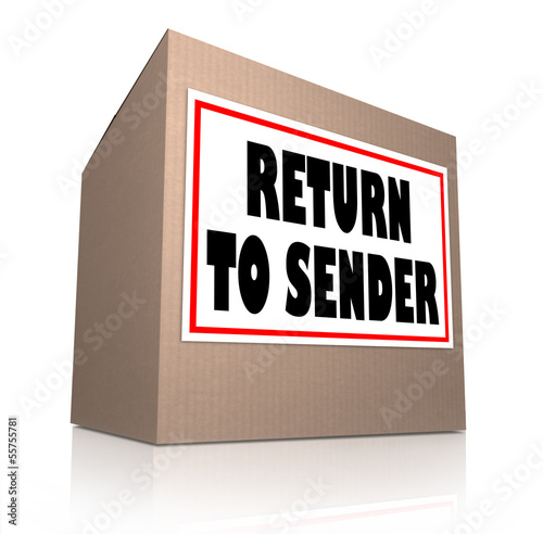 Fotografía Return to Sender Cardboard Box Unwanted Package