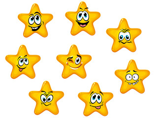 Wall Mural - Yellow stars with emotional faces