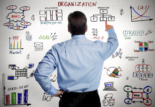 Fotografía Businessman and business organisation scheme.