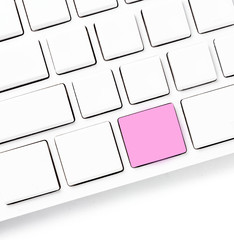 Fototapete - Computer keyboard with colored blank keys for your own idea. Whi