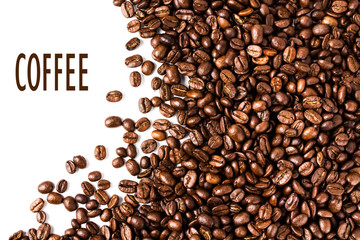 Poster - Coffee beans  background or texture closeup. Coffee concept (wit