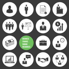 Poster - Vector Business Management and Human Resources Icons Set