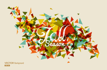 Sticker - Colorful fall season text with triangles concept background EPS1