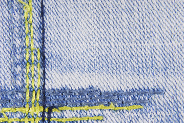 Poster - Blue denim jeans seam border texture