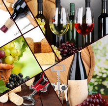 Collage Of Wine Compositions And Grapes
