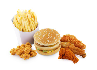 Fast food set on a white background