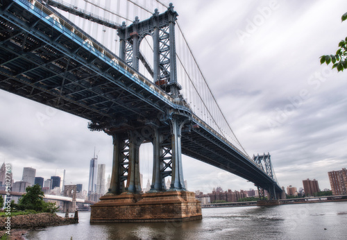 Fototapeta na wymiar Metallic structure of Manhattan Bridge, New York City