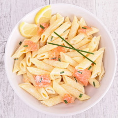 Wall Mural - pasta with salmon and cream