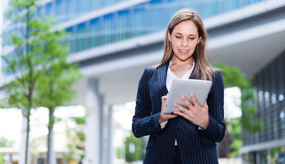 Sticker - Woman using a tablet