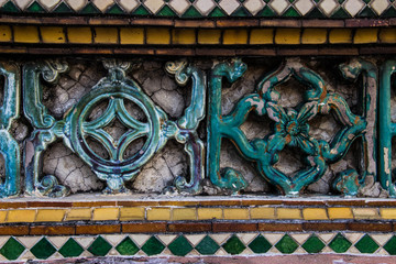 wall Thai style pattern  display at Wat Pho