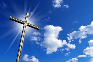 Wall Mural - Cross Against the Blue Sky