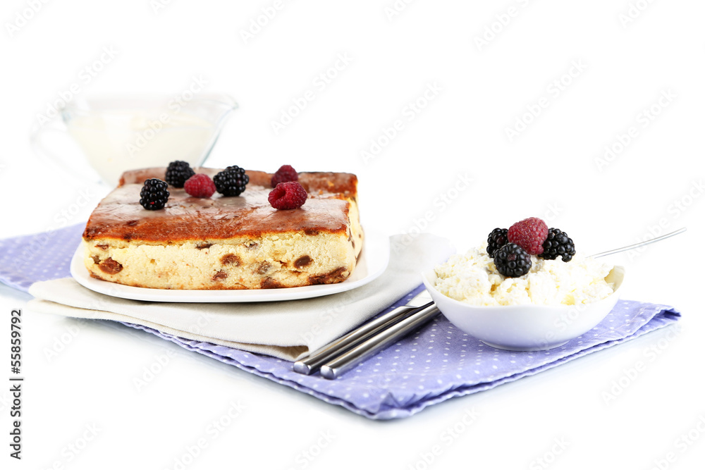 Cheese casserole with raisins