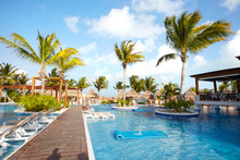 Swimming Pool At Caribbean Resort.