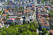 aerial view of Deva old city in Transylvania