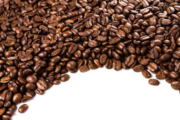 Poster - Roasted Coffee Bean background isolated on white background. Clo