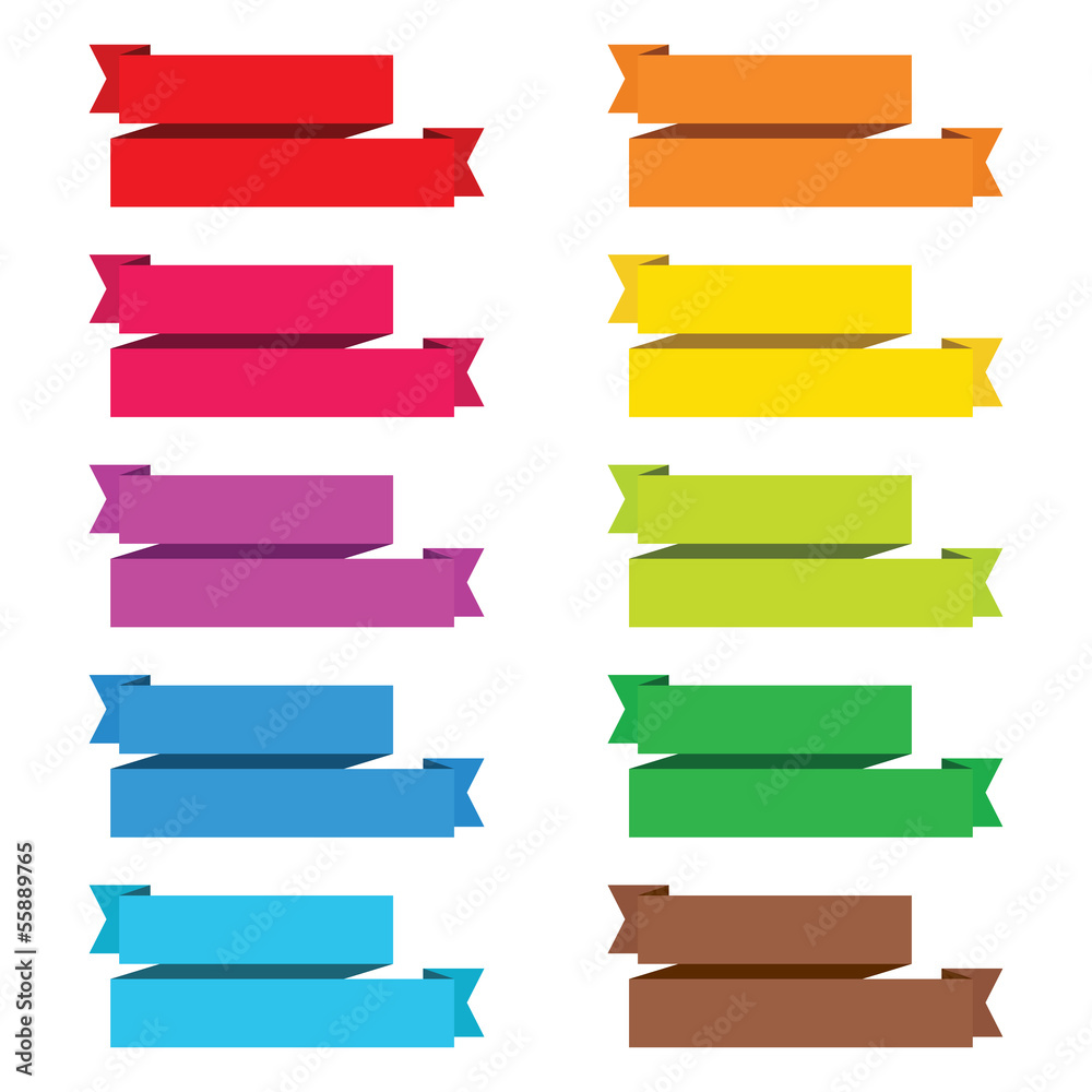 Paper Color Bar Ribbon popular color pack ribbon paper vintage label banner isolated ve Stock ...