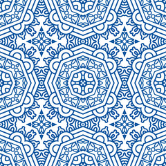 Aufkleber - Seamless Blue Retro Pattern Background
