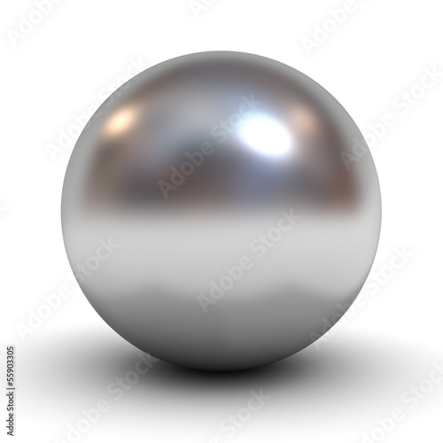 Cuadros en Lienzo Metallic chrome sphere over white background