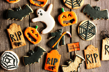 Canvas Print - Halloween homemade gingerbread cookies