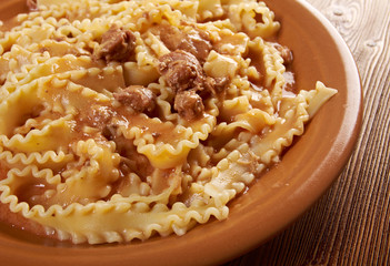 Canvas Print -  pasta mafalde with  beef