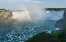 Niagara Falls Rainbow With Boat