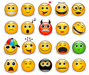 Set of bright yellow round emotions