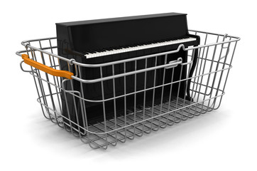 Poster - Shopping Basket and Piano (clipping path included)
