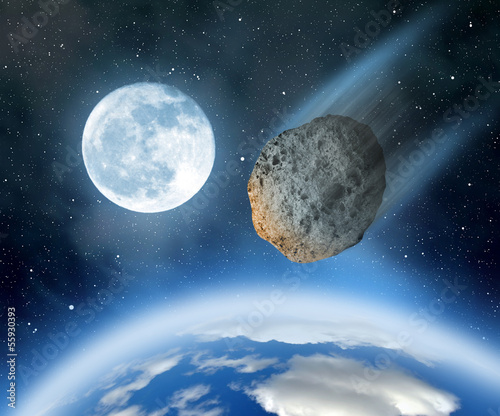 Naklejka dekoracyjna Asteroid falling on Earth.