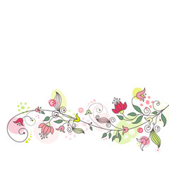 Sticker - Floral Card Pink/Green Horizontal