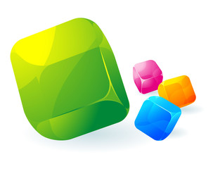 Glossy transparent vector cubes.