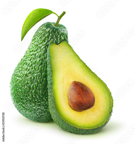 Fotografie, Obraz Isolated avocado. Cut avocado fruit isolated on white background