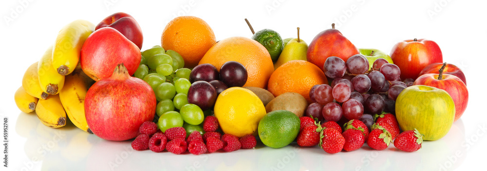 Different fruits isolated on white