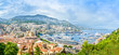 Monaco Montecarlo principality aerial view cityscape. France