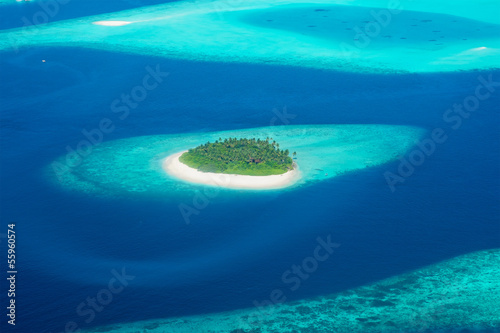 Fotografie, Obraz View from the plane on the island located in the Maldives