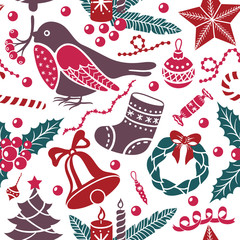 Fototapete - Christmas seamless pattern