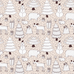 Fototapete - Christmas seamless pattern