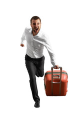 Wall Mural - man running with bag and shouting