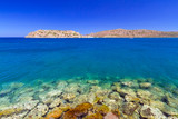 Fototapeta Do akwarium - Turquise water of Mirabello bay with Spinalonga island on Crete