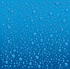  krople wody na niebieskim tle