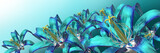 Fototapeta Kwiaty - 3d blue flowers panoramic