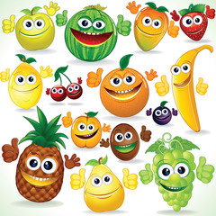 Funny Cartoon Fruits. Colorful Clip art