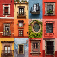 collage of colorful mexican windows