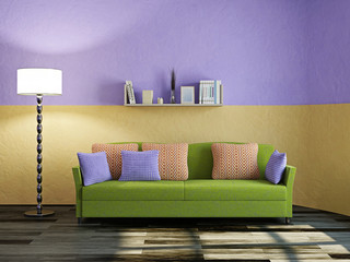 Wall Mural - Green sofa and lamp