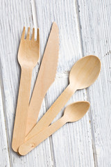 Wall Mural - set of wooden cutlery