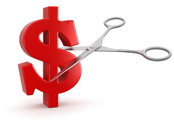 Poster - Scissors and dollar (clipping path included)