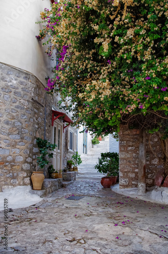 Naklejka na drzwi Alley in Hydra island, Greece